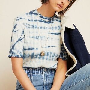Anthropologie eri + alli Reed mock neck top tie dye